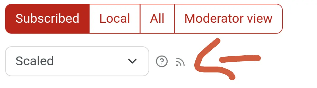 A screenshotshowing where rss button on lemmy is.