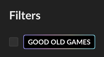 Screenshot of a checkbox from the GOG store, applying a filter to only see "Good Old Games"