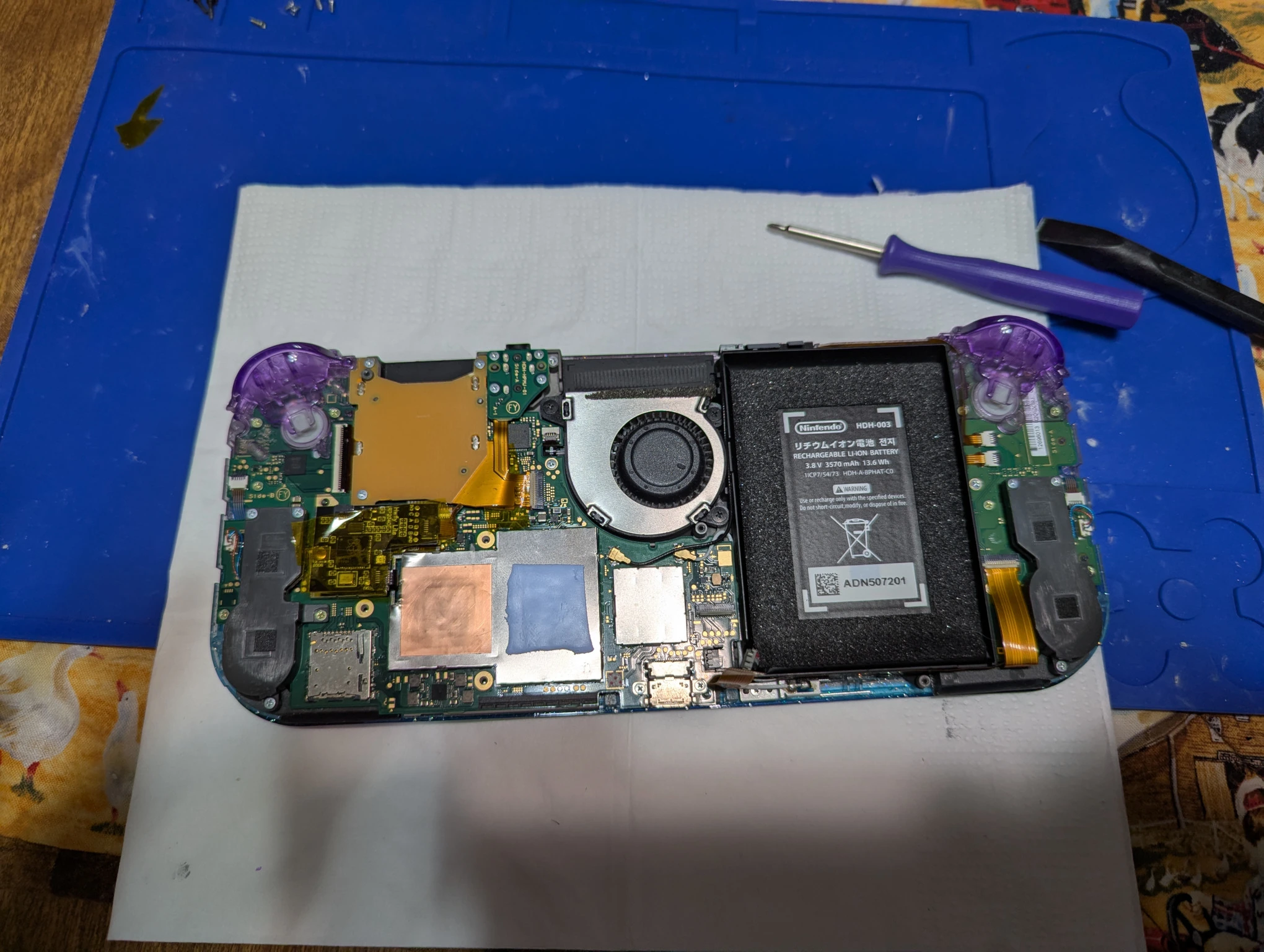 Inside switch, modchip visible