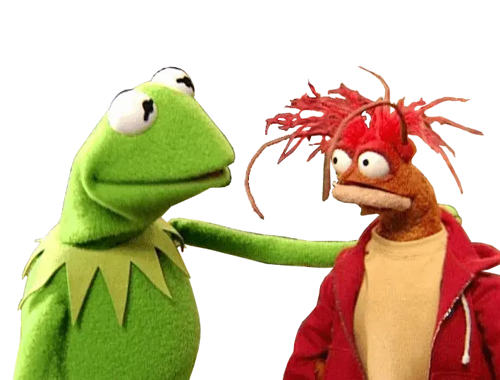 "Ima Keep It Real With U Chief" meme template featuring Kermit the Frog and Pepe the King Prawn, transparent background, no text