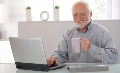 canonical(-according-to-wikipedia) "Hide the Pain Harold" (András Arató) meme photo, no text