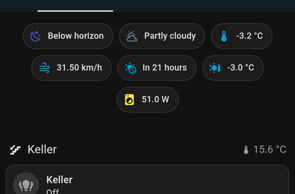 Screenshot from the same dashboard, with an additional yellow icon showing its currently using 53W
