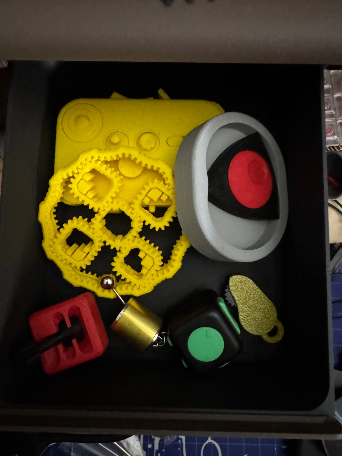 very random collection of fidget toys to quiet brain noise and hopefully concentrate