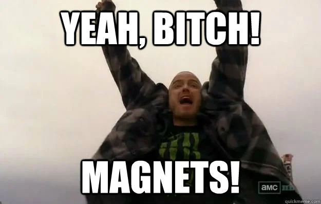 A man hold up his arms and yells 'yah bitch magnets'