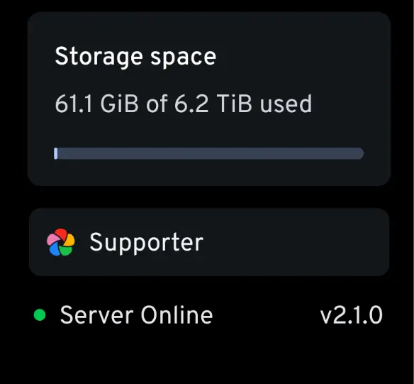 screenshot of Immich supporter tag