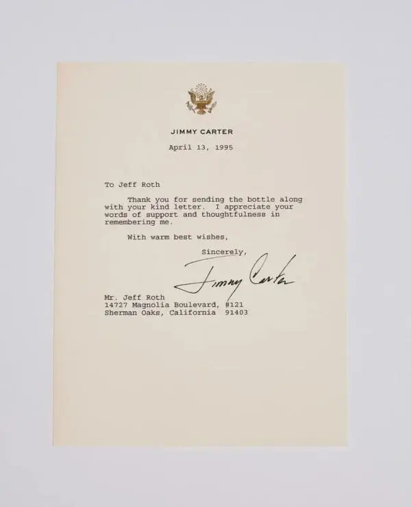 Jimmy Carter's signature on a letter